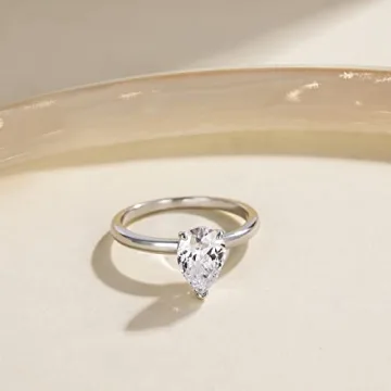 EAMTI 2CT Sterling Silver Engagement Ring for Women