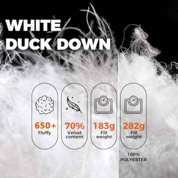 KingCamp Ultralight Down Sleeping Bag, 650 FP Compact Cold Weather 3-4 Season Sleeping Bag for Adults 10°F, Backpacking, Camping, Hiking, Traveling with Compression Sack