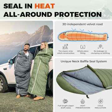 KingCamp Ultralight Down Sleeping Bag, 650 FP Compact Cold Weather 3-4 Season Sleeping Bag for Adults 10°F, Backpacking, Camping, Hiking, Traveling with Compression Sack