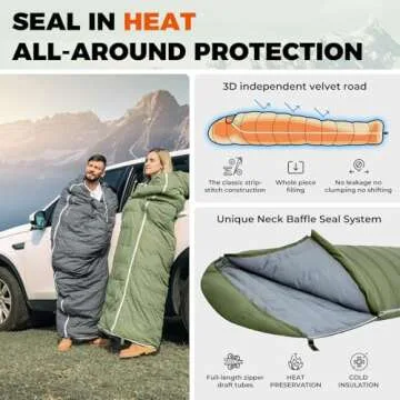 KingCamp Ultralight Down Sleeping Bag, 650 FP Compact Cold Weather 3-4 Season Sleeping Bag for Adults 10°F, Backpacking, Camping, Hiking, Traveling with Compression Sack