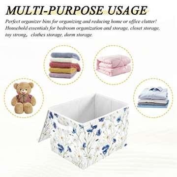 Tatenale Collapsible Storage Bins with Lids Decorative Fabric Storage Cubes Closet Organizer and Storage Basket Boxes Containers for Clothes Box Chest Nursery Folding Rectangle Floral