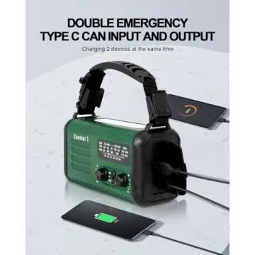 Emergency Crank Radio, 20000mAh / 74000mWh Weather Radio, Solar Hand Crank Radio with NOAA/AM/FM, Battery Powered Radio with Cell Phone Charger, Reading Lamp, Flashlight & SOS for Emergencies/Home