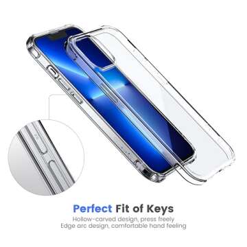 Mkeke Clear iPhone 13 Pro Case Slim with Military Protection