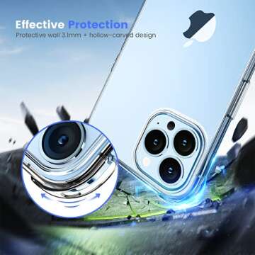 Mkeke Clear iPhone 13 Pro Case Slim with Military Protection