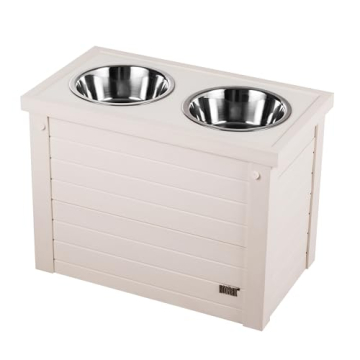 New Age Pet® ECOFLEX® Elevated Dog Feeder with 2 Stainless Steel Bowls and Sliding Lid Storage Bin