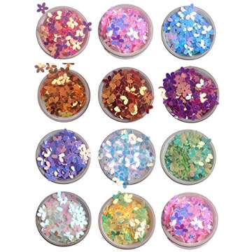 10mm Colorful Iridescent Gold Pink Purple White Yellow Green 3D Flower Loose Sequins Paillettes