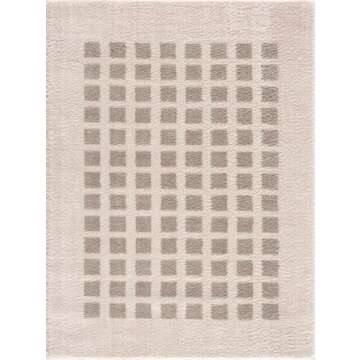 Hauteloom Baback Checkered Area Rug - Modern Geometric Square Tiles Carpet for Living Room, Kids Roo...