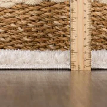 Hauteloom Baback Checkered Area Rug - Modern Geometric Square Tiles Carpet for Living Room, Kids Room, Nursery - Machine Washable - High Pile - Peach, Medium Gray - 5'3" x 7' (5x7 Area Rug)