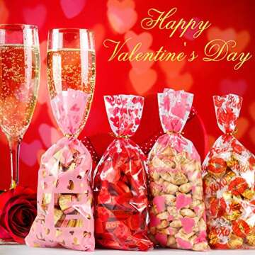 Valentines Day Candy Goody Bags, Valentine Goodie Bags for Kids, 133 Pcs - Valentines Cellophane Tre...