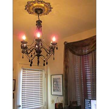 gypsy color The Original Brink House 6 Light Black Hardwire Flush Mount Chandelier H26”xW22”, Black Metal Frame, Glass Stem and Acrylic Crystals