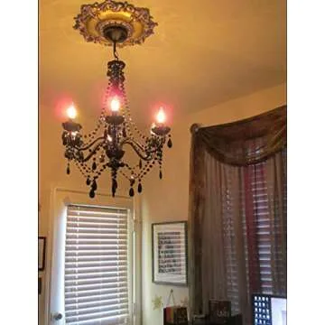 gypsy color The Original Brink House 6 Light Black Hardwire Flush Mount Chandelier H26”xW22”, Black Metal Frame, Glass Stem and Acrylic Crystals