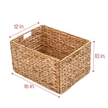 Trademark Innovations Large Foldable Rectangle Woven Wicker Basket Bins for Storage (Set of 4)