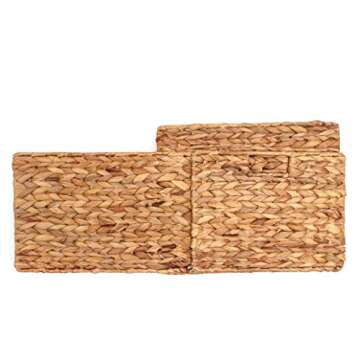 Trademark Innovations Large Foldable Rectangle Woven Wicker Basket Bins for Storage (Set of 4)