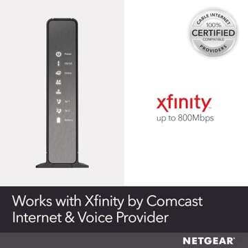 NETGEAR Nighthawk Cable Modem WiFi Router Combo with Voice C7100V - Supports Xfinity Cable & Voice Plans Up to 600Mbps, 2 Phone lines, AC1900 WiFi Speed, DOCSIS 3.0