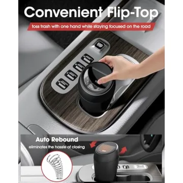 Compact Aujen Car Trash Can Set with Auto-Closing Lid