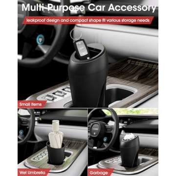 Compact Aujen Car Trash Can Set with Auto-Closing Lid