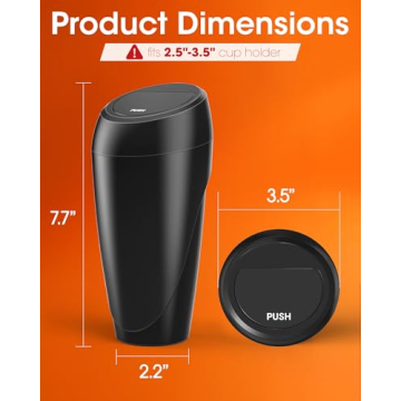 Compact Aujen Car Trash Can Set with Auto-Closing Lid