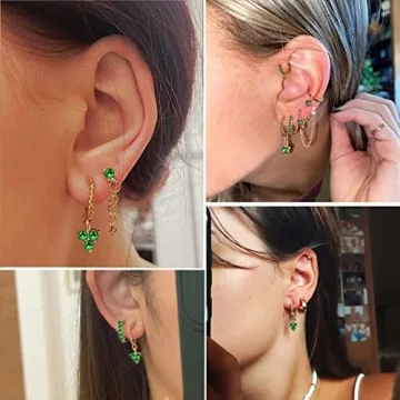 Gold & Silver Huggies Hoop Earrings Set for Women