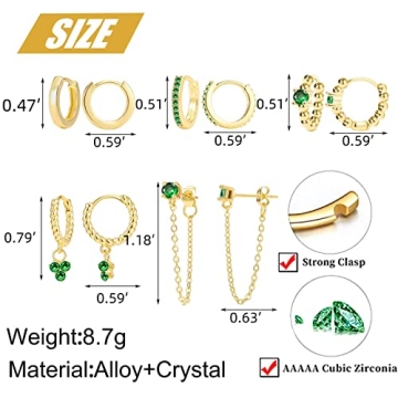 Gold & Silver Huggies Hoop Earrings Set for Women