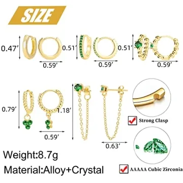 Gold & Silver Huggies Hoop Earrings Set for Women