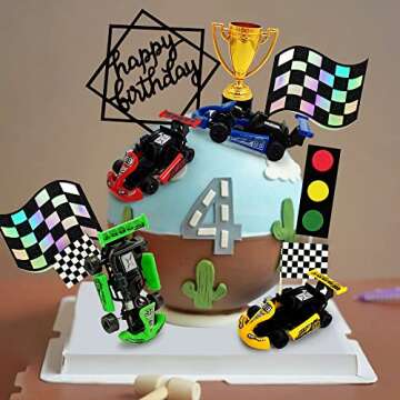 Racing Car Cake Decoration Racing Car Cake Topper Racing Car Birthday Cake Decorations Racing Car Party Favors for Kids Racing Car Theme Birthday Supplies Cars Party Favors
