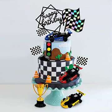 Racing Car Cake Decoration Racing Car Cake Topper Racing Car Birthday Cake Decorations Racing Car Party Favors for Kids Racing Car Theme Birthday Supplies Cars Party Favors
