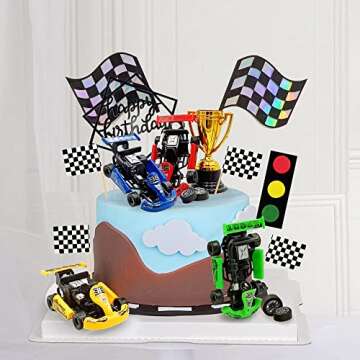 Racing Car Cake Decoration Racing Car Cake Topper Racing Car Birthday Cake Decorations Racing Car Party Favors for Kids Racing Car Theme Birthday Supplies Cars Party Favors