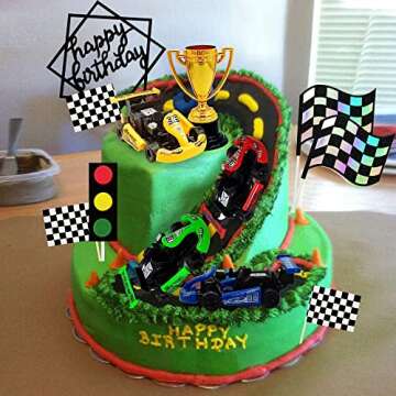 Racing Car Cake Decoration Racing Car Cake Topper Racing Car Birthday Cake Decorations Racing Car Party Favors for Kids Racing Car Theme Birthday Supplies Cars Party Favors