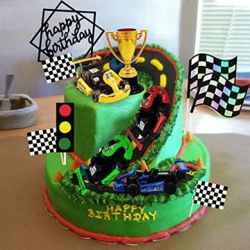 Racing Car Cake Decoration Racing Car Cake Topper Racing Car Birthday Cake Decorations Racing Car Party Favors for Kids Racing Car Theme Birthday Supplies Cars Party Favors
