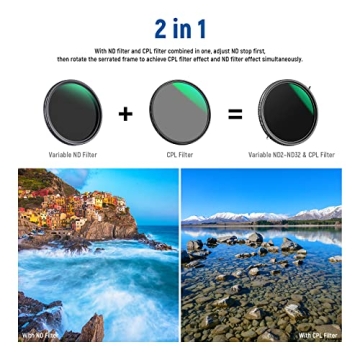 NEEWER 72mm Variable ND & CPL Filter - Versatile Photography Gear