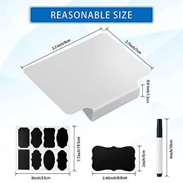 Chinco Labels Clip for Storage Bin, 22Pcs PVC Kitchen Bin Labels with 5 Sheets Chalkboard Labels & 2 Chalk Markers (White)