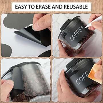 Chinco Labels Clip for Storage Bin, 22Pcs PVC Kitchen Bin Labels with 5 Sheets Chalkboard Labels & 2 Chalk Markers (White)