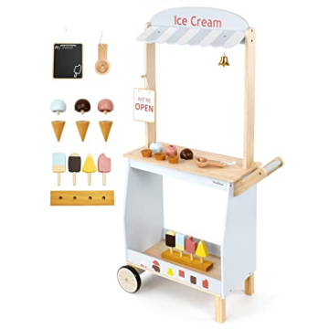 PairPear Wooden Ice Cream Cart for Kids 3+
