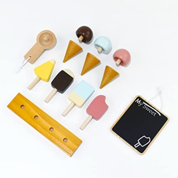 PairPear Wooden Ice Cream Cart for Kids 3+