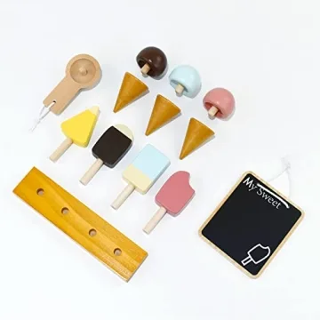 PairPear Wooden Ice Cream Cart for Kids 3+