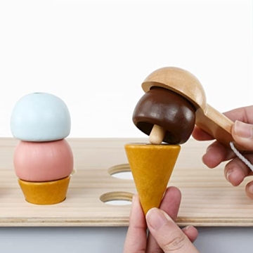 PairPear Wooden Ice Cream Cart for Kids 3+