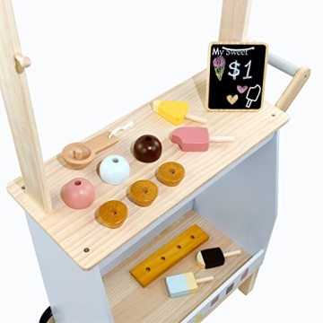 PairPear Wooden Ice Cream Cart for Kids 3+