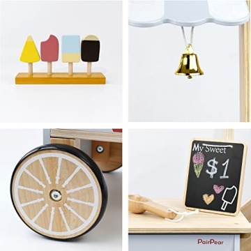 PairPear Wooden Ice Cream Cart for Kids 3+