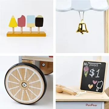 PairPear Wooden Ice Cream Cart for Kids 3+