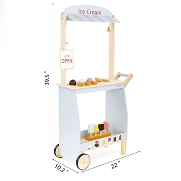 PairPear Wooden Ice Cream Cart for Kids 3+