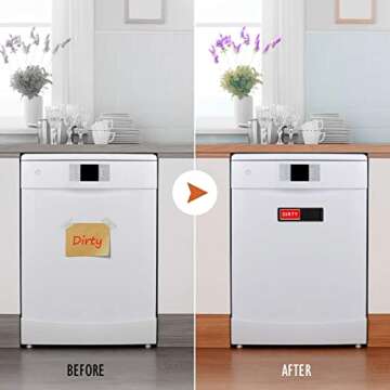 Dishwasher Magnet Clean Dirty Sign Shutter Only Changes When You Push It Non-Scratching Strong Magnet or 3M Adhesive Options Indicator Tells Whether Dishes are Clean or Dirty (Black)