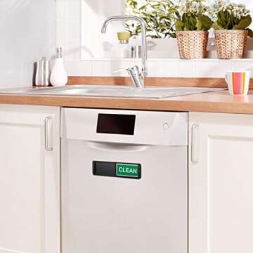 Dishwasher Magnet Clean Dirty Sign Shutter Only Changes When You Push It Non-Scratching Strong Magnet or 3M Adhesive Options Indicator Tells Whether Dishes are Clean or Dirty (Black)