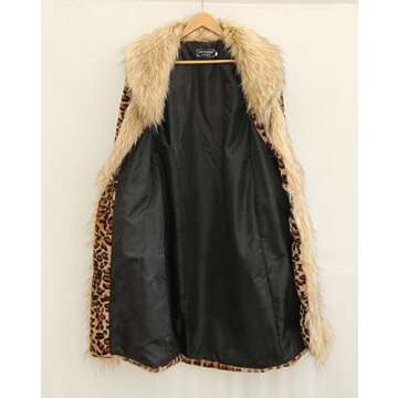 Tinhulf Faux Fur Women's Leopard Long Coat Winter Warm Overcoat Sweater Jacket Hooded Outerwear