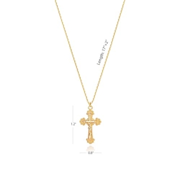 14K Gold Plated Jesus Cross Necklace for Women