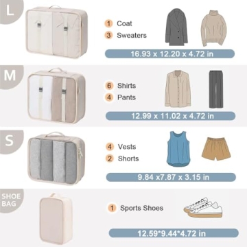 DIMJ Lightweight Packing Cubes for Travel Organization