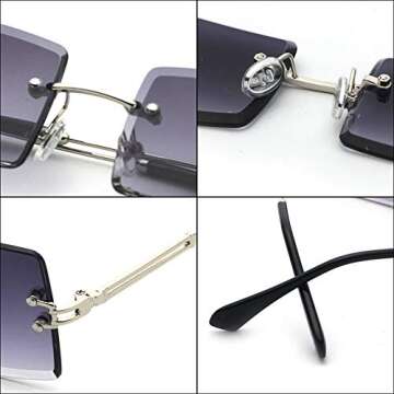 mincl/Fashion Small Rectangle Sunglasses Women Ultralight Candy Color Rimless Ocean Sun Glasses (silver&gray)