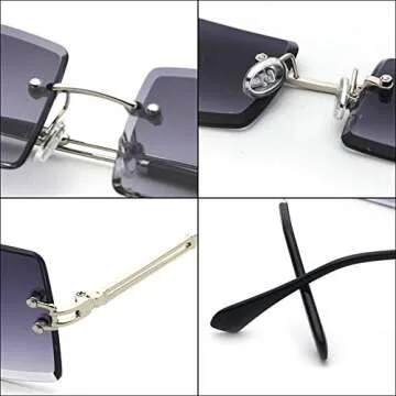 mincl/Fashion Small Rectangle Sunglasses Women Ultralight Candy Color Rimless Ocean Sun Glasses (silver&gray)