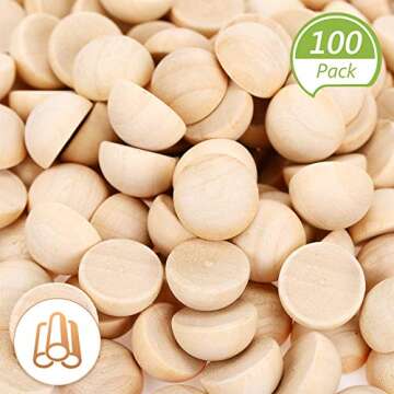 200 Pieces Half Wooden Beads Unfinished Split Wood Balls Half Crafts Natural Balls for Paint DIY Chr...