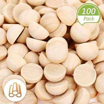 200 Pieces Half Wooden Beads Unfinished Split Wood Balls Half Crafts Natural Balls for Paint DIY Chr...