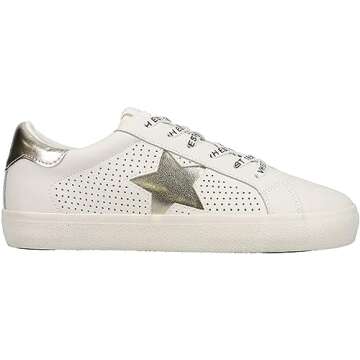 VINTAGE HAVANA® Gadol Sneakers for Women – Leather Upper – Perforated Design – Padded Synthetic Insole Gold Multi 7 M